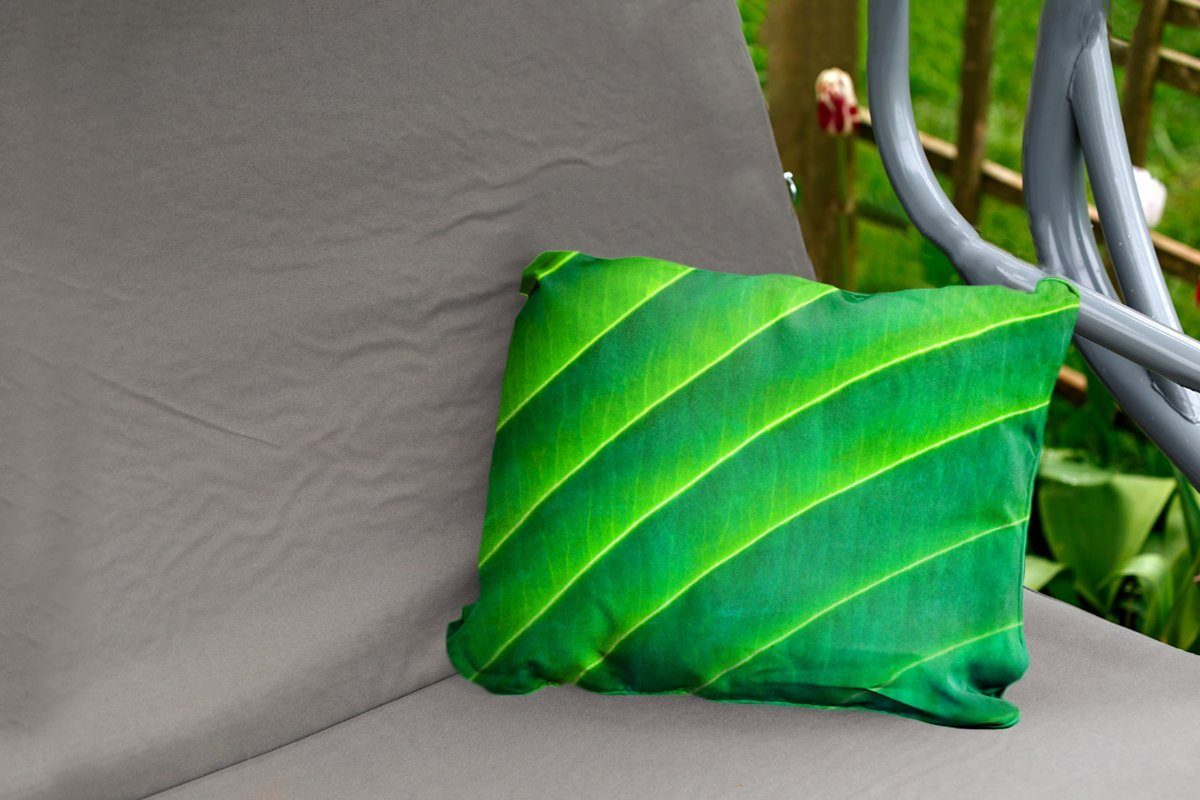 Polyester, Dekokissenbezug, in Blatt, einem grünen Dekokissen Outdoor-Dekorationskissen, MuchoWow Lange Adern Kissenhülle