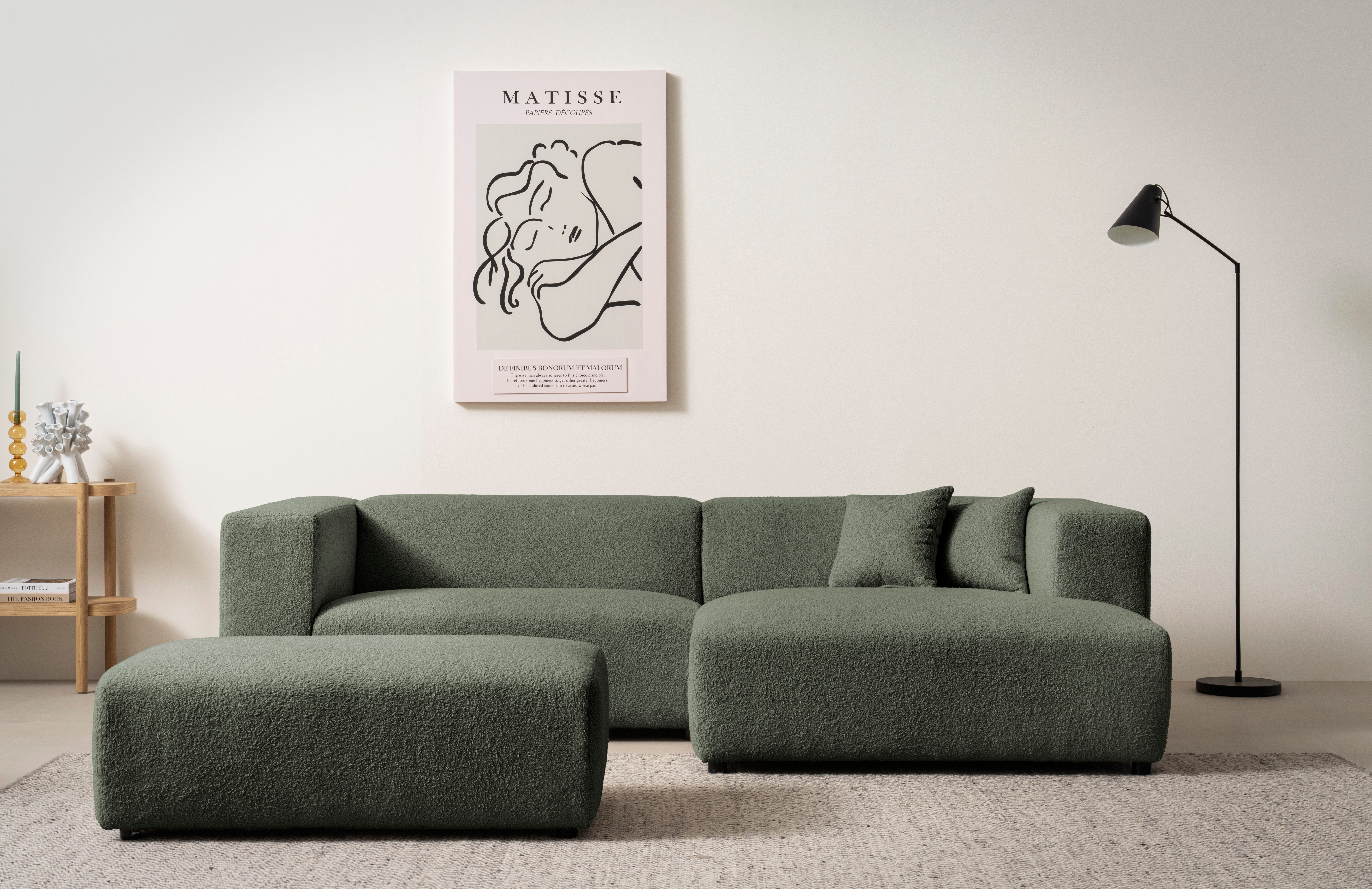 Polsterecke BAKELS, Ecksofa-Set mit Hocker, L-Form mit Schlaffunktion