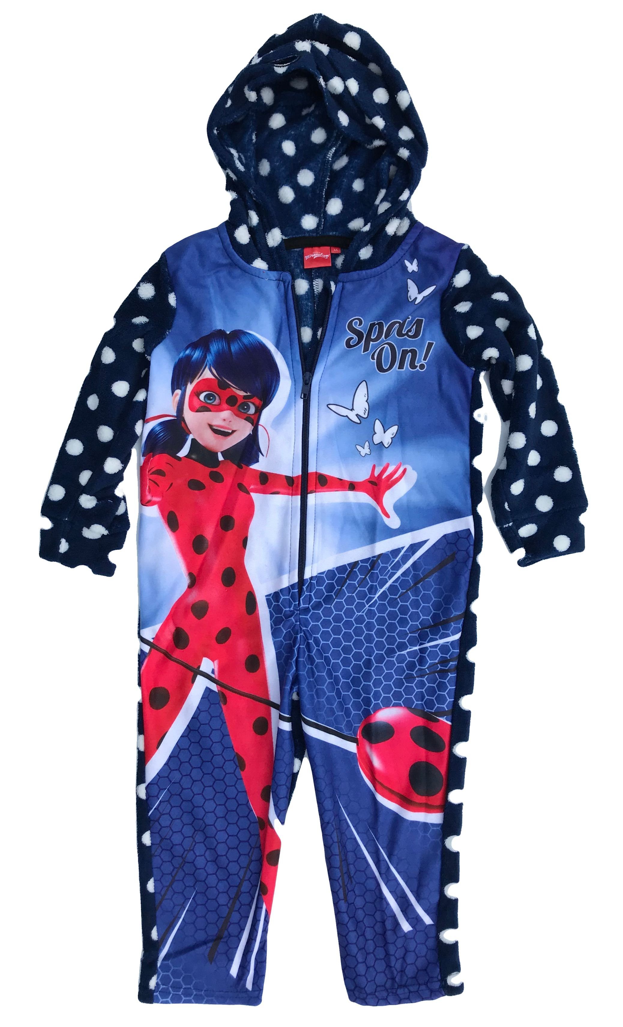 Miraculous - Ladybug Overall Mädchen Jumpsuit Strampelanzug Ladybug 3 4 5 6 Jahre Blau