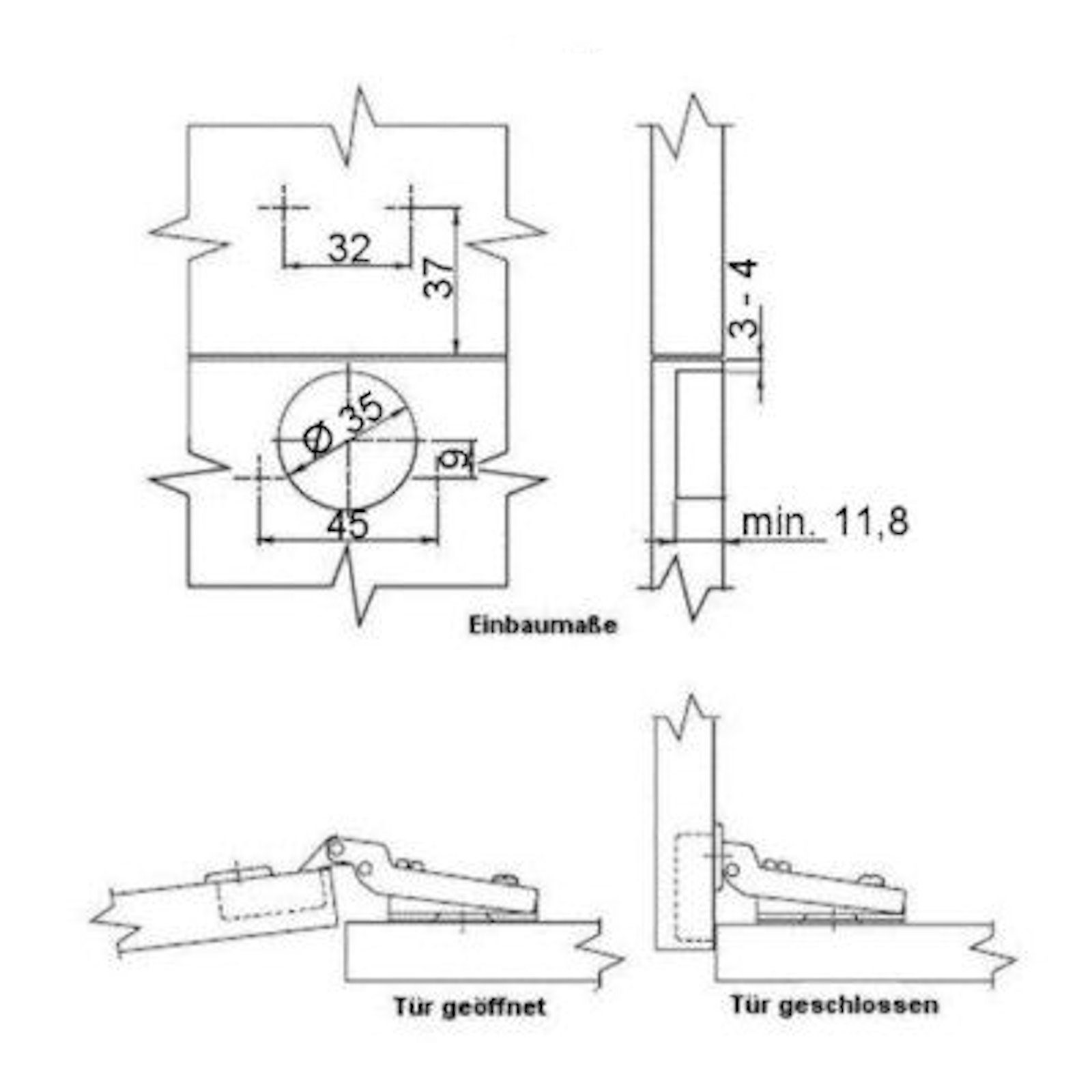SO-TECH® Möbelbeschlag Topfbänder Mittelanschlag mit Kreuzplatte (1 St)