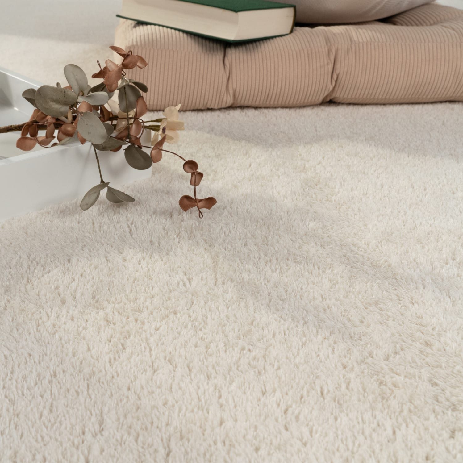 KADIMA DESIGN Teppich waschbar Unifarben Wohnzimmer schmutzabweisend Teppich Kurzflor, Quadrat, Höhe: 14 mm, Florhöhe: 10 mm, 100% Polyester, Quadrat, 200Scm, Creme