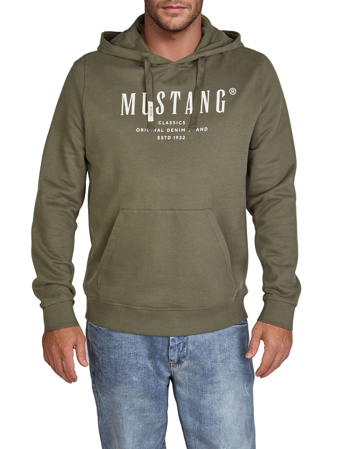MUSTANG Kapuzenpullover Herren Printed Hoodie Bennet Regular Fit Streetware Sweatshirt mit Kapuze