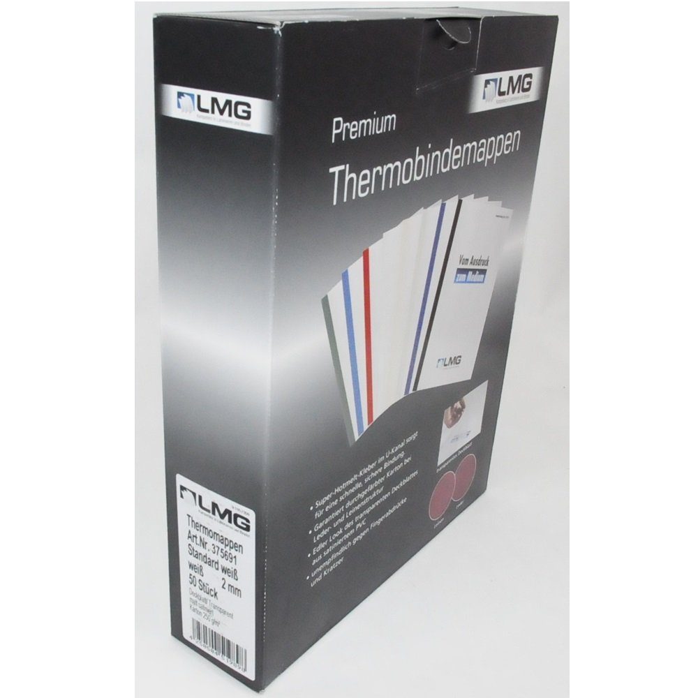 LMG Germany Thermo-Bindemappe 50 Thermo-Bindemappen 2mm DIN A4 PREMIUM - weiß, 2.00 DIN A4, (