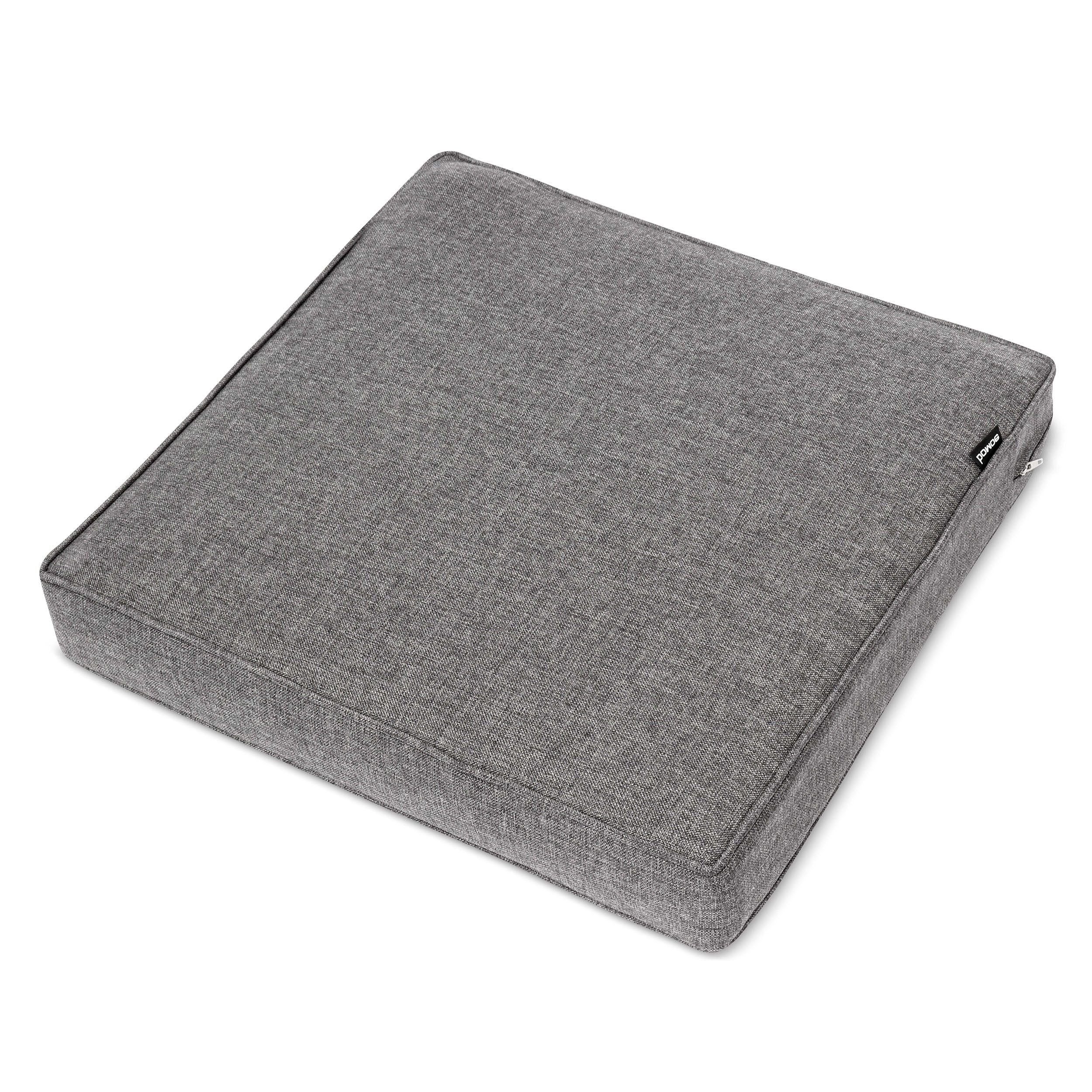bomoe Sitzkissen Outdoor Loungekissen Ilano, 60x60x8cm, Hellgrau, Sitzkissen 8cm dick Polster Bezug Waschbar Gartenkissen UV-Schutz