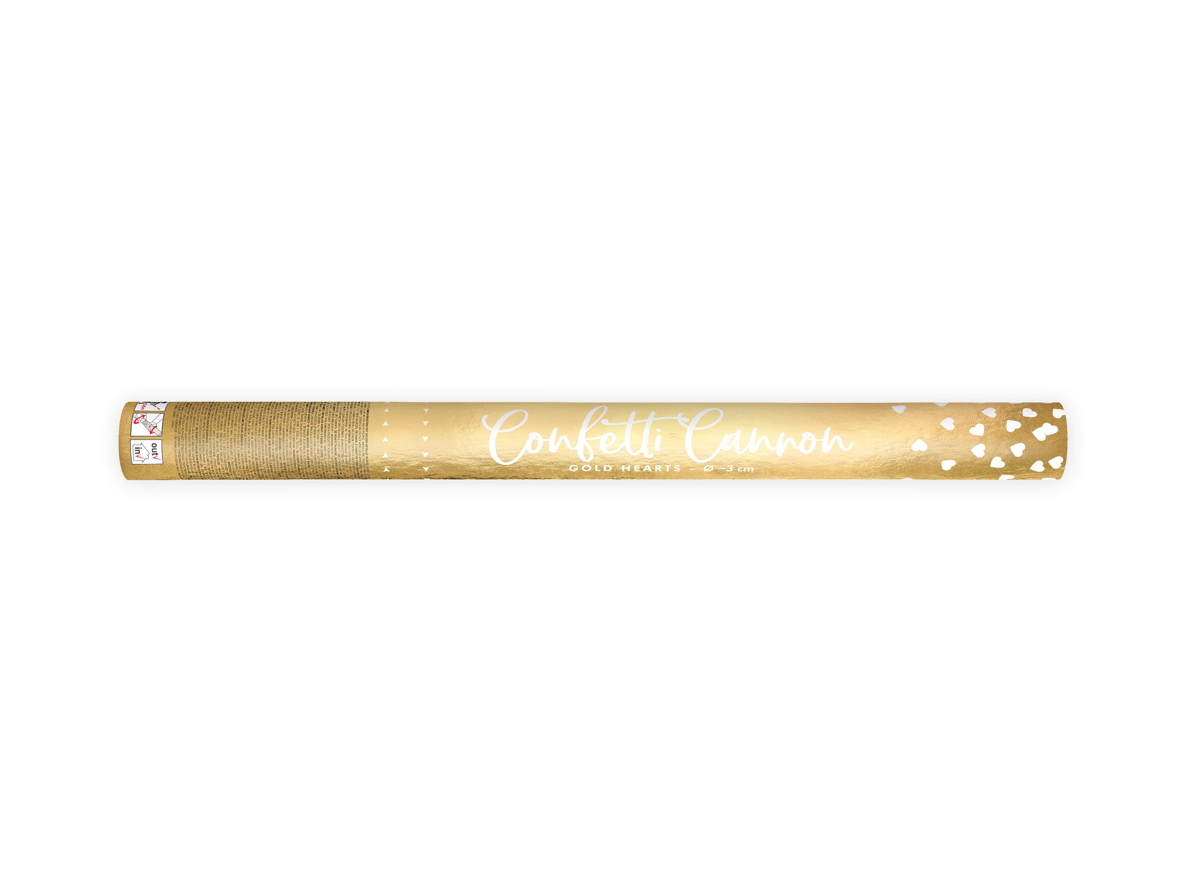 partydeco Konfetti Konfettishooter Herzen 60 cm, Gold