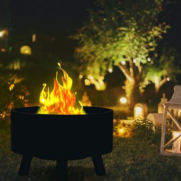 relaxdays Feuerschale Feuerschale mit Flammenschutz