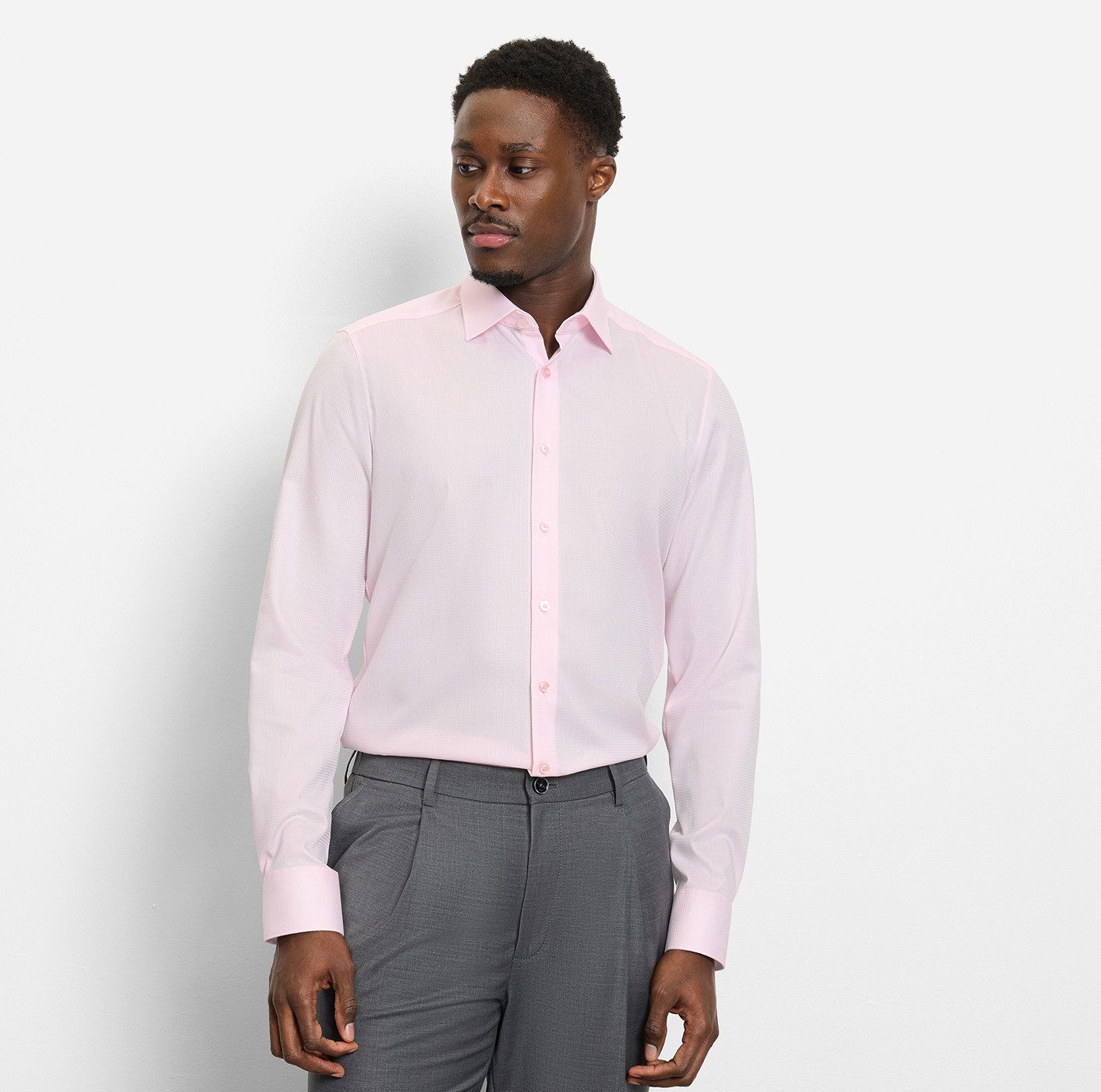 OLYMP Langarmhemd Level Five Under-Button-down-Kragen, Businesshemd, body fit, fein strukturiert