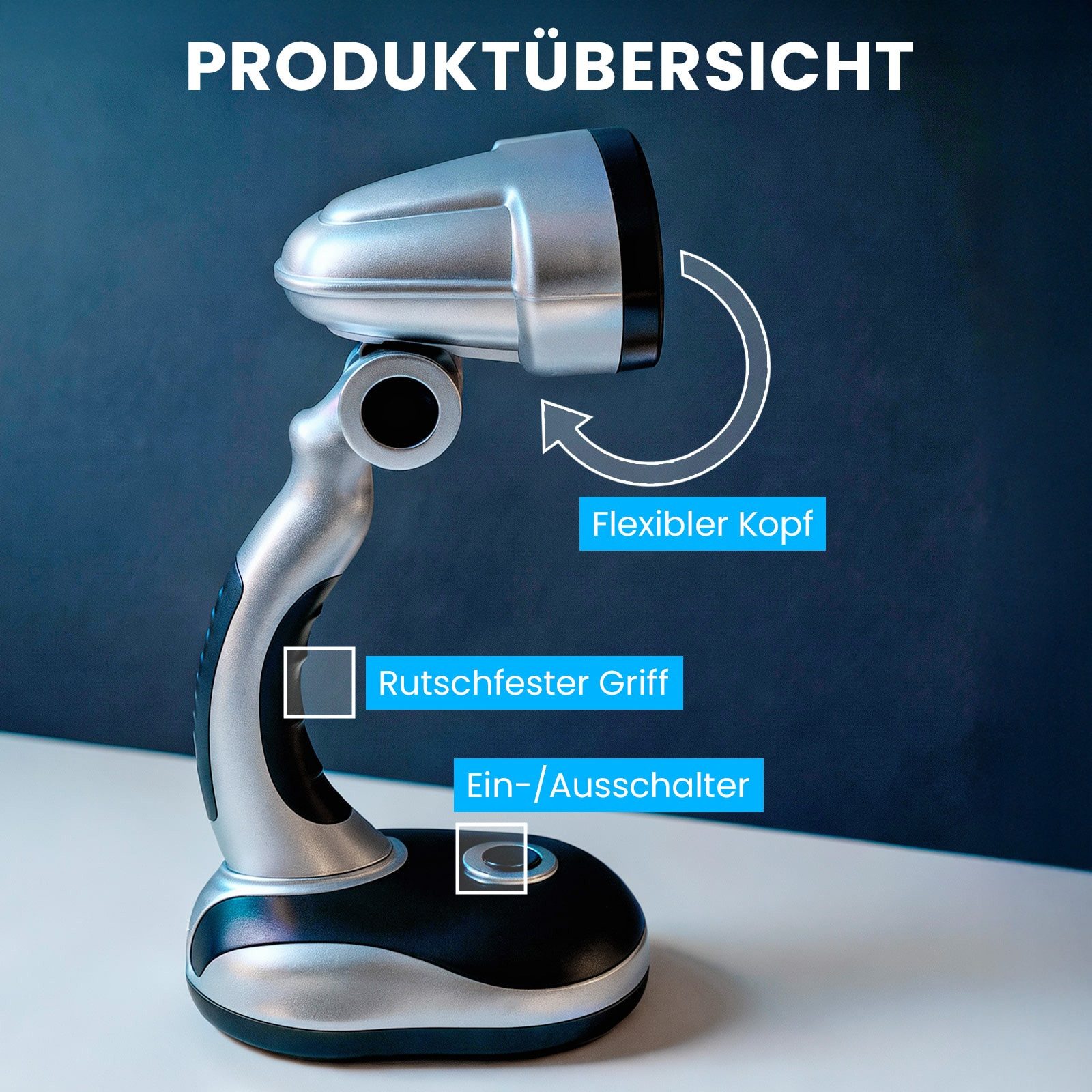EAXUS LED Schreibtischlampe Helle Tischleuchte ohne Kabel, Batteriebetrieben, LED fest integriert, Tageslichtweiß, Schwenkbarar Lampenkopf, perfekt für konzentr – Bild 3 von 5