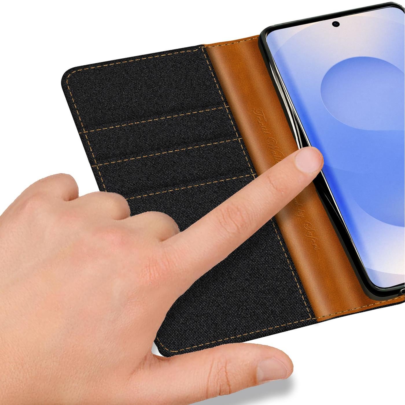 CoolGadget Handyhülle Denim Schutzhülle Flip Case für Samsung Galaxy S25 Edge 6,2 Zoll, Book Cover Handy Tasche Jeans Hülle für Samsung S25 Edge Klapphülle