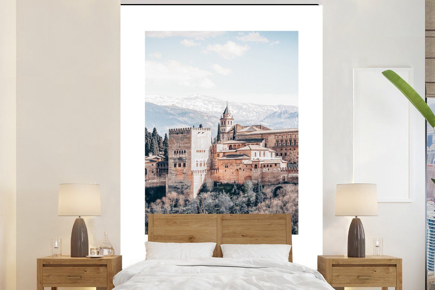 MuchoWow Fototapete Spanien - Schloss - Sommer - Berge, Matt, bedruckt, (3 St), Montagefertig Vinyl Tapete für Wohnzimmer, Wandtapete