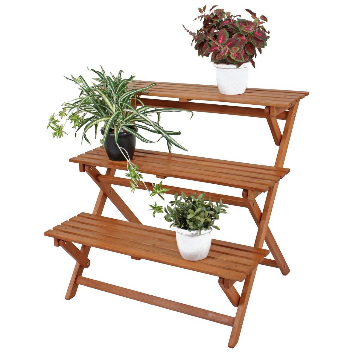 GartenHero Blumenregal Blumentreppe Pflanzentreppe Gartenregal Pflanztreppe Holz Blumenständer