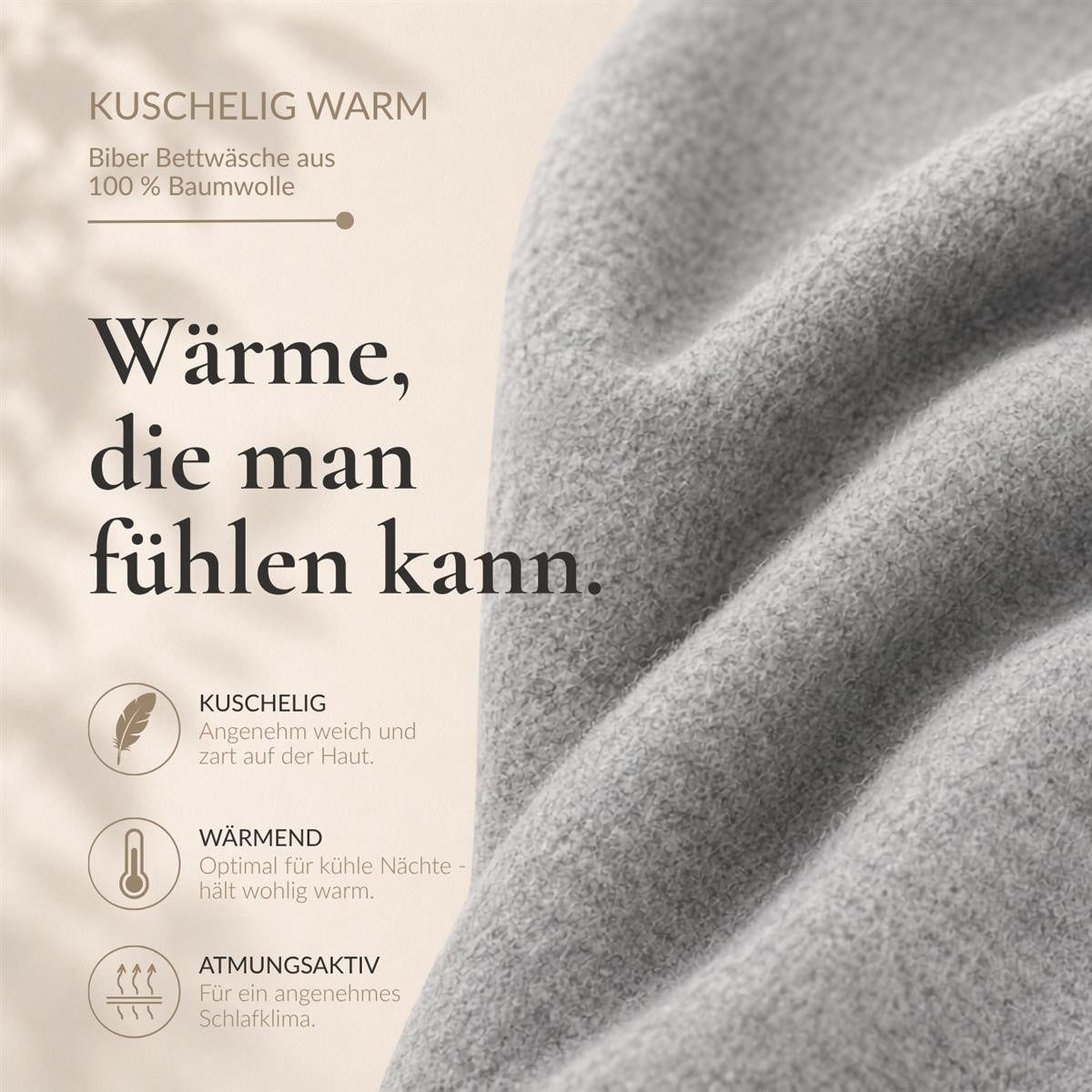 Carpe Sonno Wendebettwäsche Biber Bettwäsche Winter Flanell Baumwolle 135x200 / 155x220 / 200x200, Biber, 2 teilig, Warme MADE IN GERMANY Winterbettwäsche kusch – Bild 3 von 5