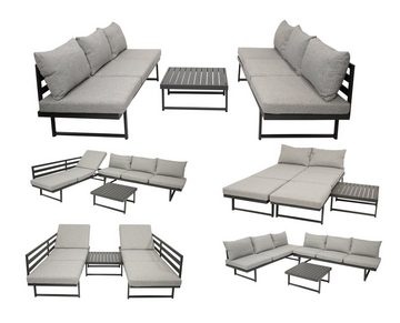 DEGAMO Gartenlounge-Set BOGOTA, (1-tlg), Aluminium grau beschichtet, mit Liegefunktion, Kissen hellgrau