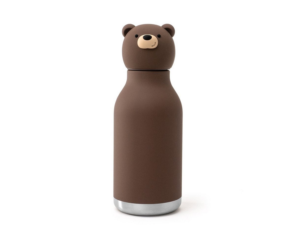 ASOBU Trinkflasche Asobu Bestie Trinkflasche 460 ml, Tier-Design, isoliert, auslaufsicher, 460 ml, Vakuumisolierung, auslaufsicher, Silikon-Trinkhalm, Edelstahl