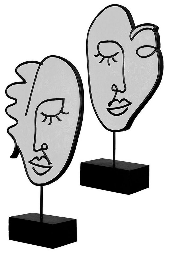 GILDE Dekoobjekt MF 2-er Set Skulptur Gesicht 