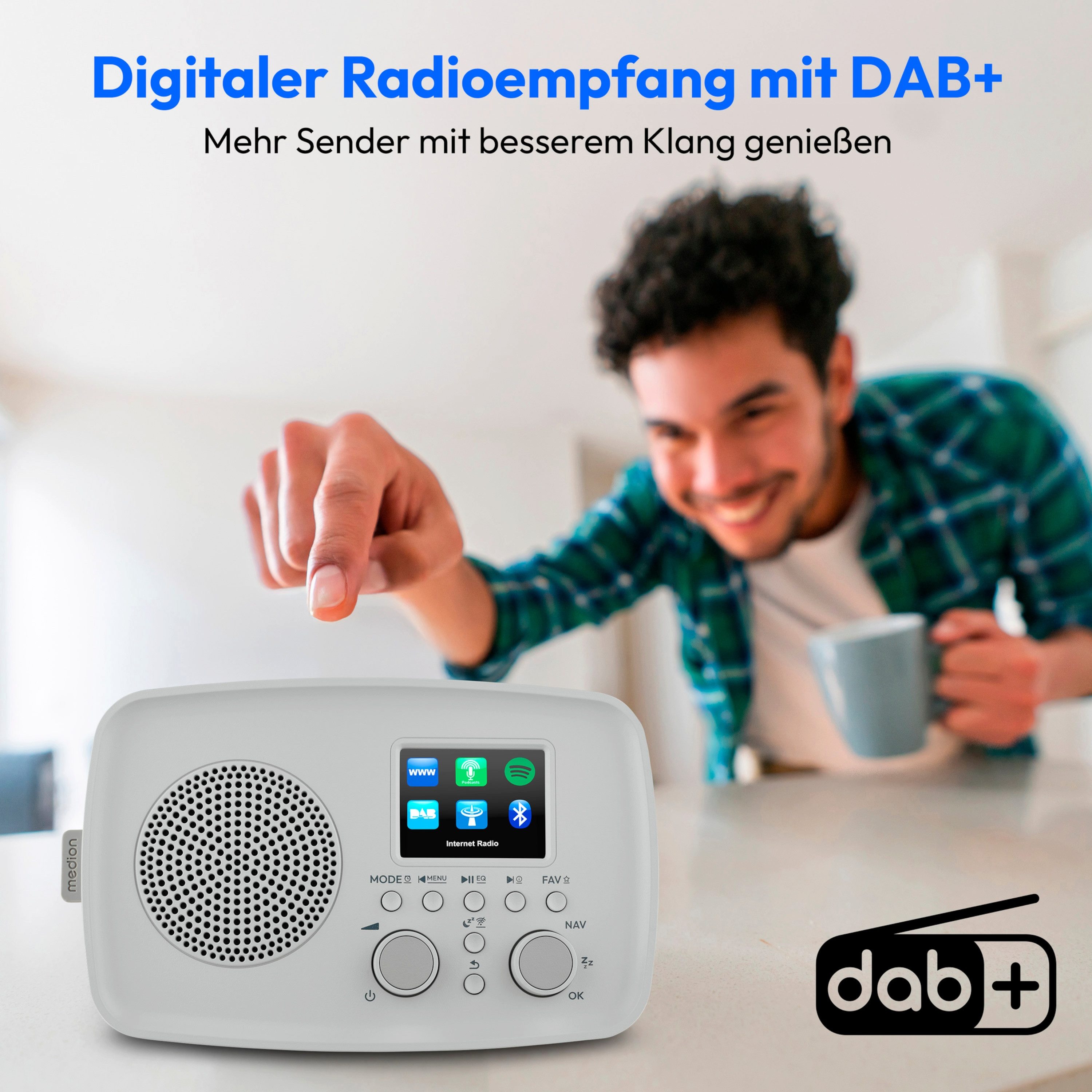 Medion® LIFE Internetradio IRE-1 (MD89318) Radio (Digitalradio (DAB), 5 W, DAB+/UKW-Empfang, Senderspeicher, 5 Watt (RMS)