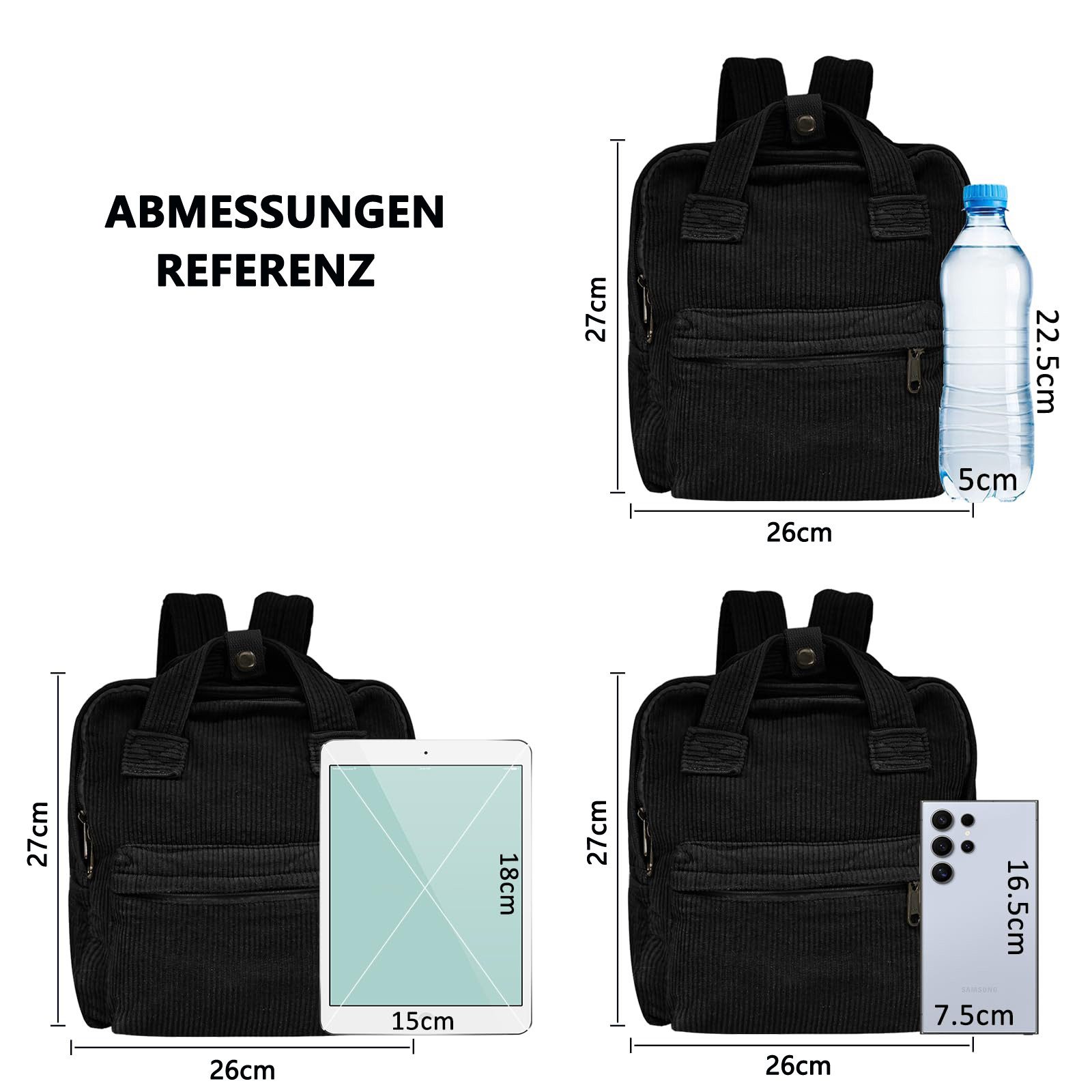 nsihing Rucksack Damen Canvas/Cord Cityrucksack Rucksäcke Daypacks, Rucksackhandtaschen Kinderrucksäcke für Schule Travel Arbeit