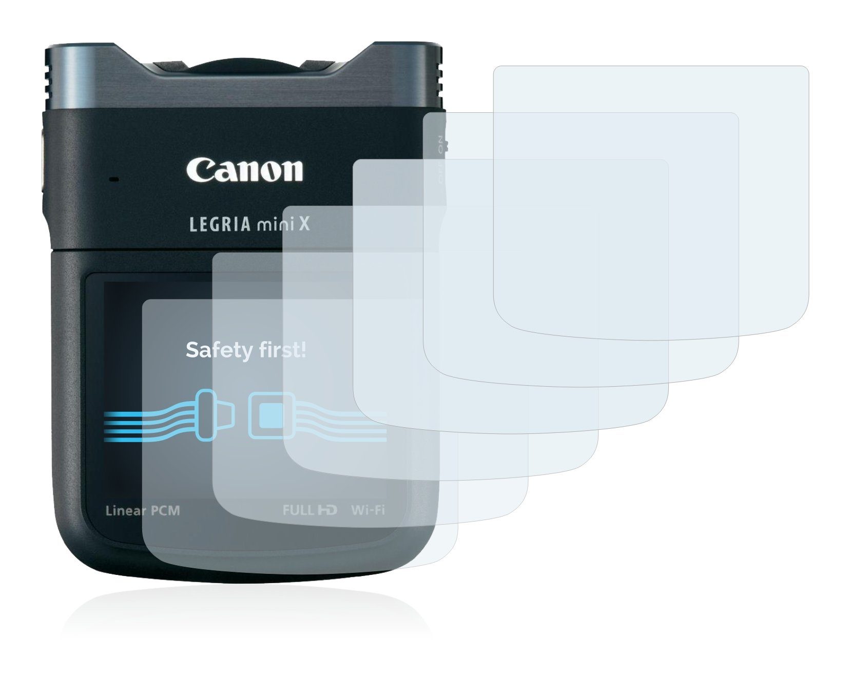 Savvies Schutzfolie für Canon Legria Mini X, Displayschutzfolie, 6 Stück,  Folie klar