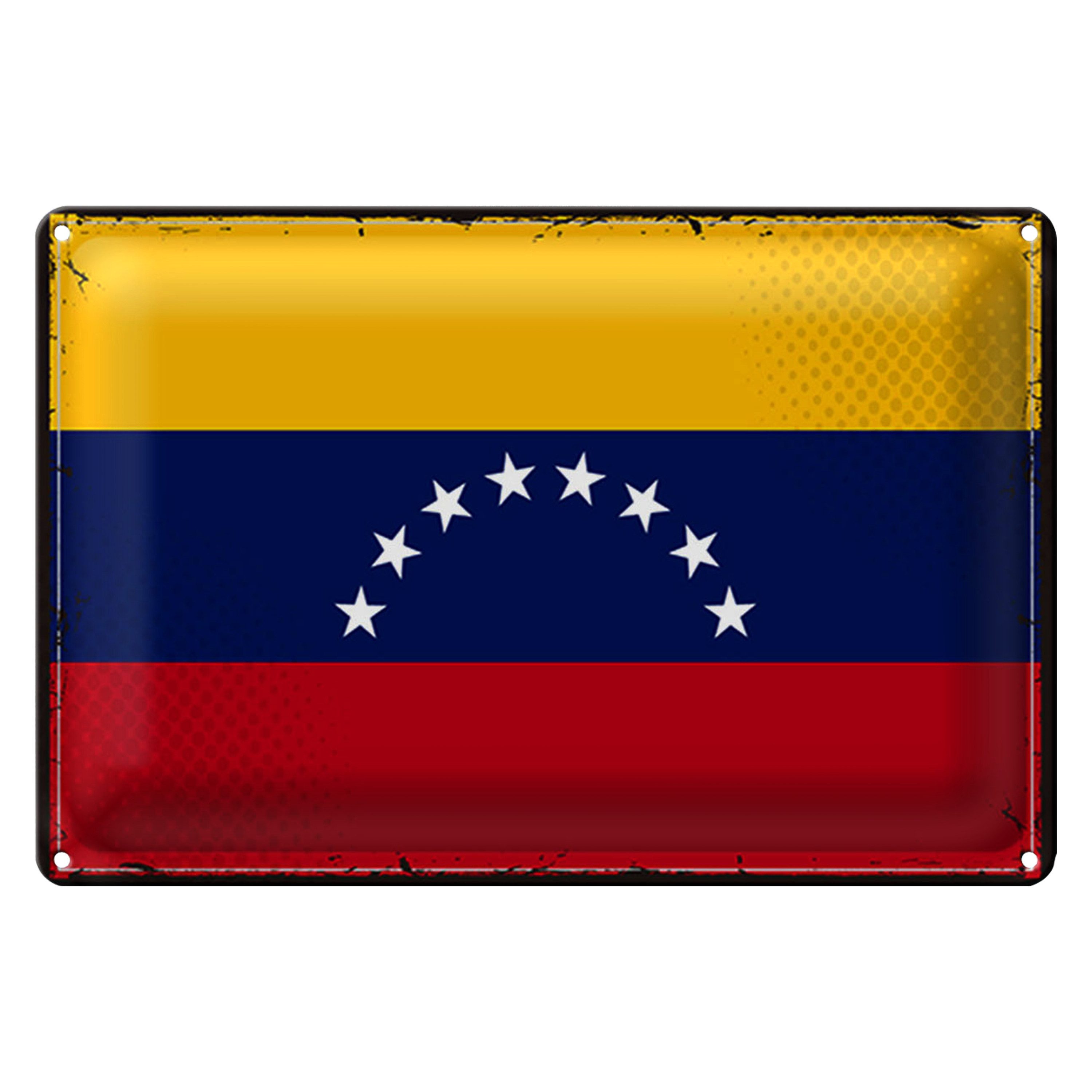 Roomando Metallschild Blechschild Flagge Venezuela 30x20cm Retro Flag Venezuela