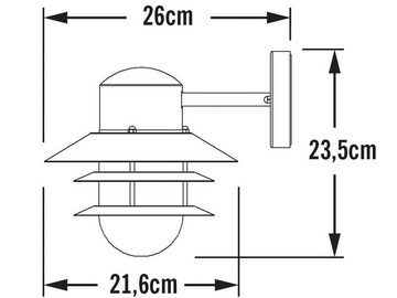 KONSTSMIDE LED Außen-Wandleuchte, LED wechselbar, warmweiß, Wand-Laterne Haus-wand beleuchten, Terrassenleuchten Schwarz, H: 24cm