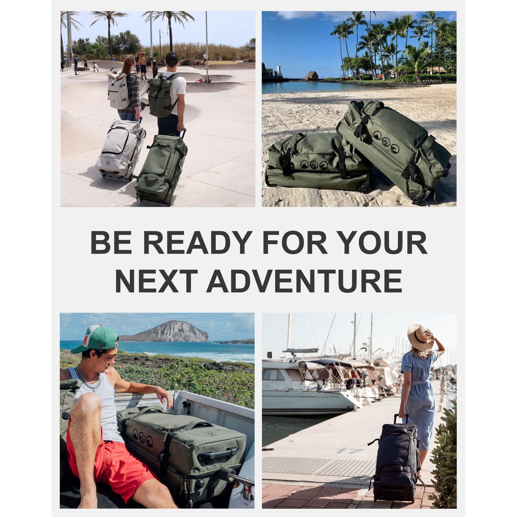 SONS OF ALOHA Reisetasche Reisetasche mit Rollen groß Duffle 80 cm XXL 140L, großer Roll-Koffer mit Trolleyfunktion, Reisetasche mit Rollen 120l