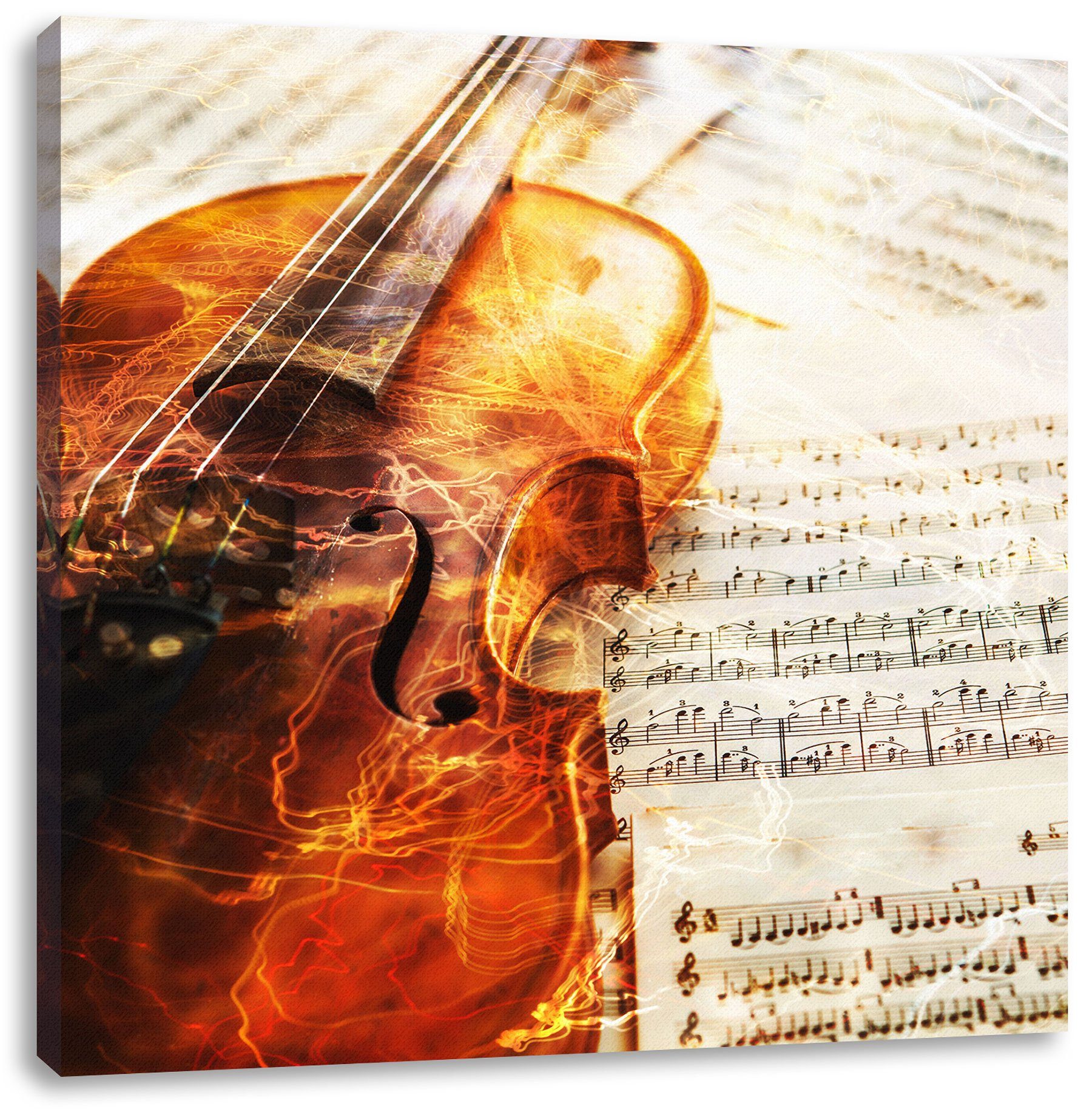 Pixxprint Leinwandbild Geige, Geige (1 inkl. bespannt, fertig St), Leinwandbild Zackenaufhänger