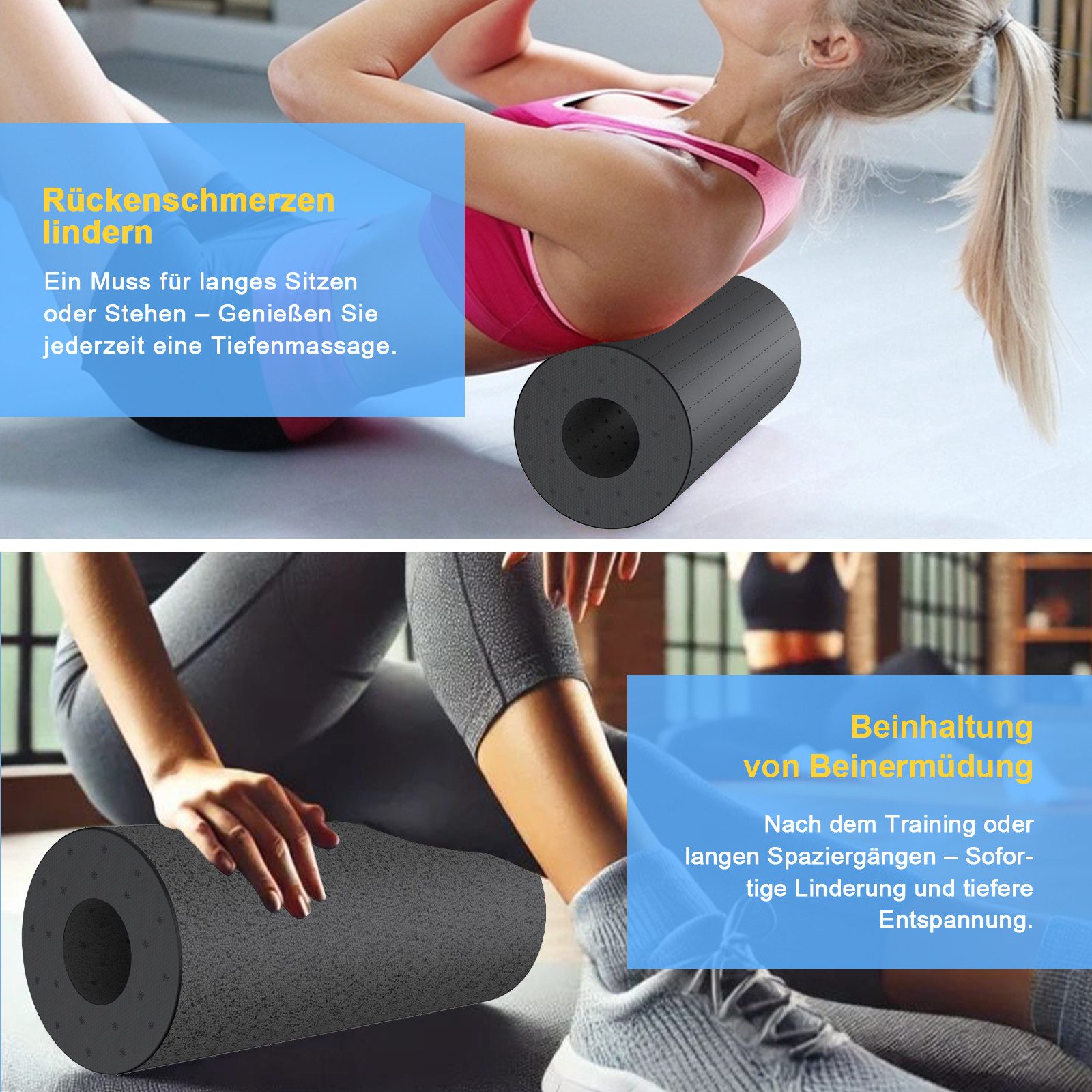AIMAX Faszienrolle Faszienrolle 29x15 cm ultraleicht Massage Roller Yoga Fitness