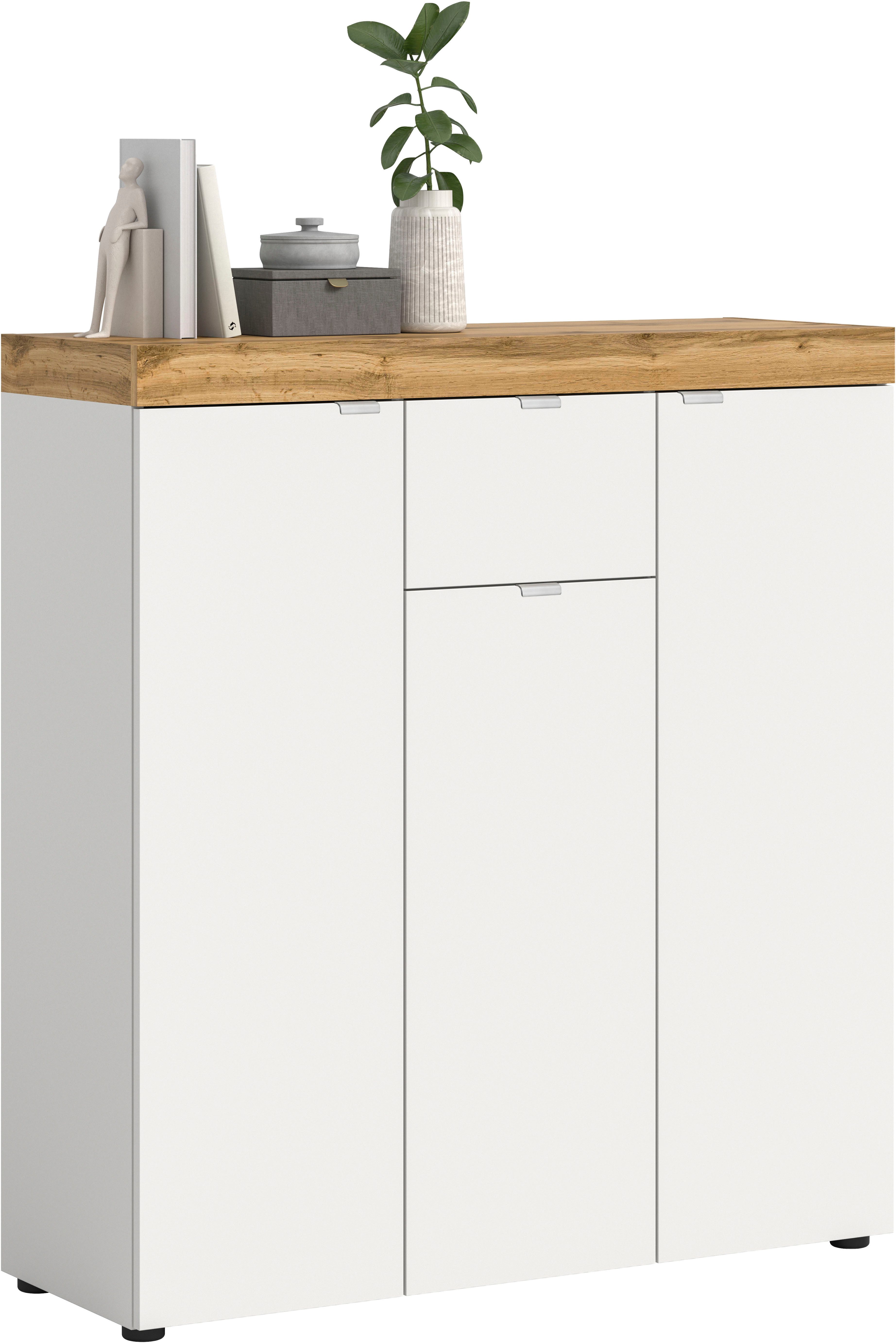 OTTO home Highboard MAMBO II, Breite 105cm, 3 Türen, 1 Schubkasten, 9 Fächer (1 St., 2-farbige Ausführung, in verschiedenen modernen Trendfarben erhältlich), Kommode, Sideboard, Wohnzimmer, Schlafzimmer