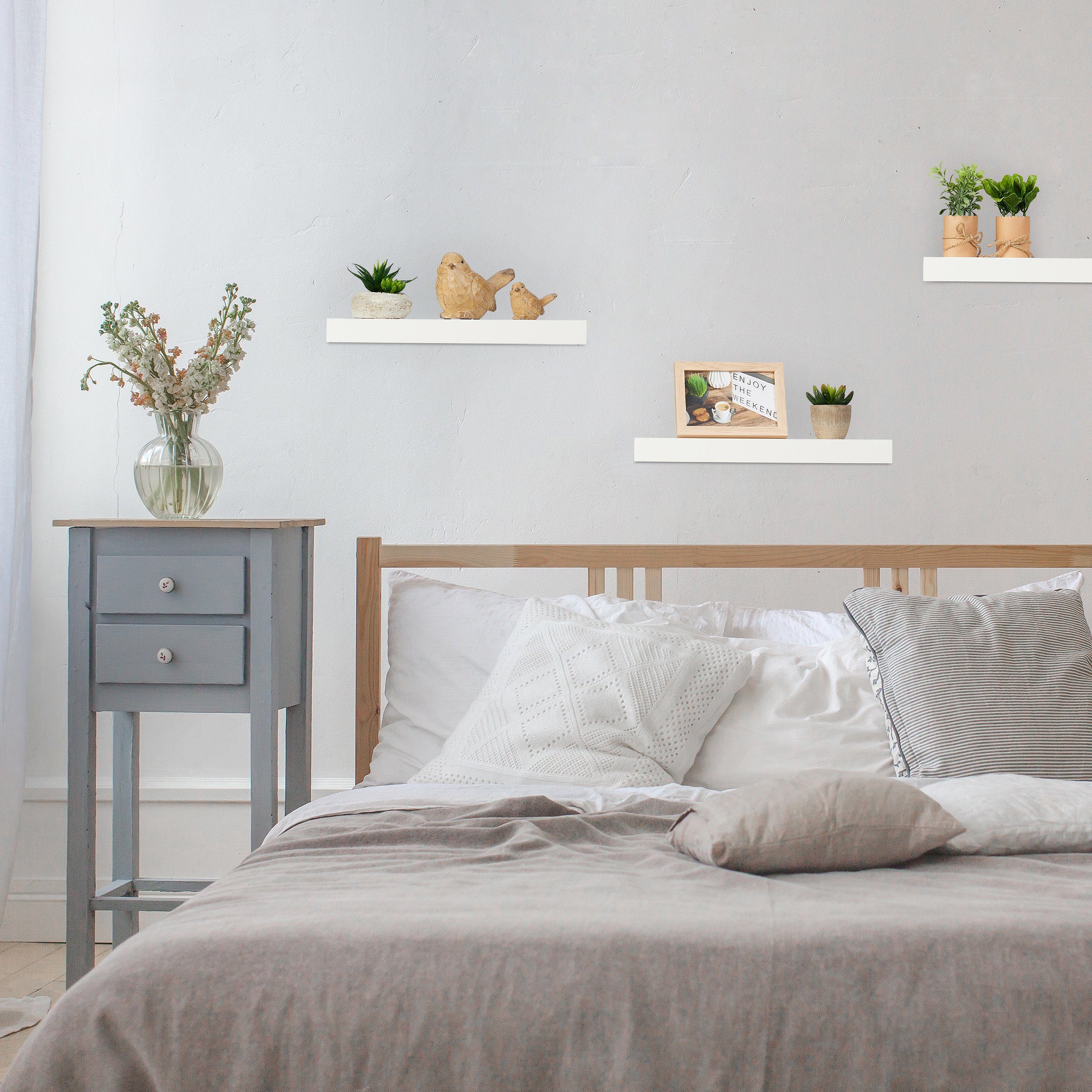 relaxdays Wandregal Weißes Wandregal im 3er Set günstig online kaufen