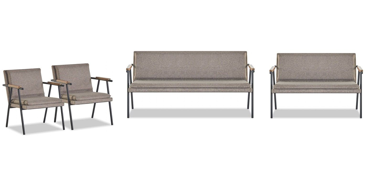 Xlmoebel Polstergarnitur Grauer Dreisitzer mit 2 Sessel, 4-teiliges Sitzmöbelset, (Polstergarnitur, 4-tlg., 4-teiliges Sitzmöbelset), Made in Europa