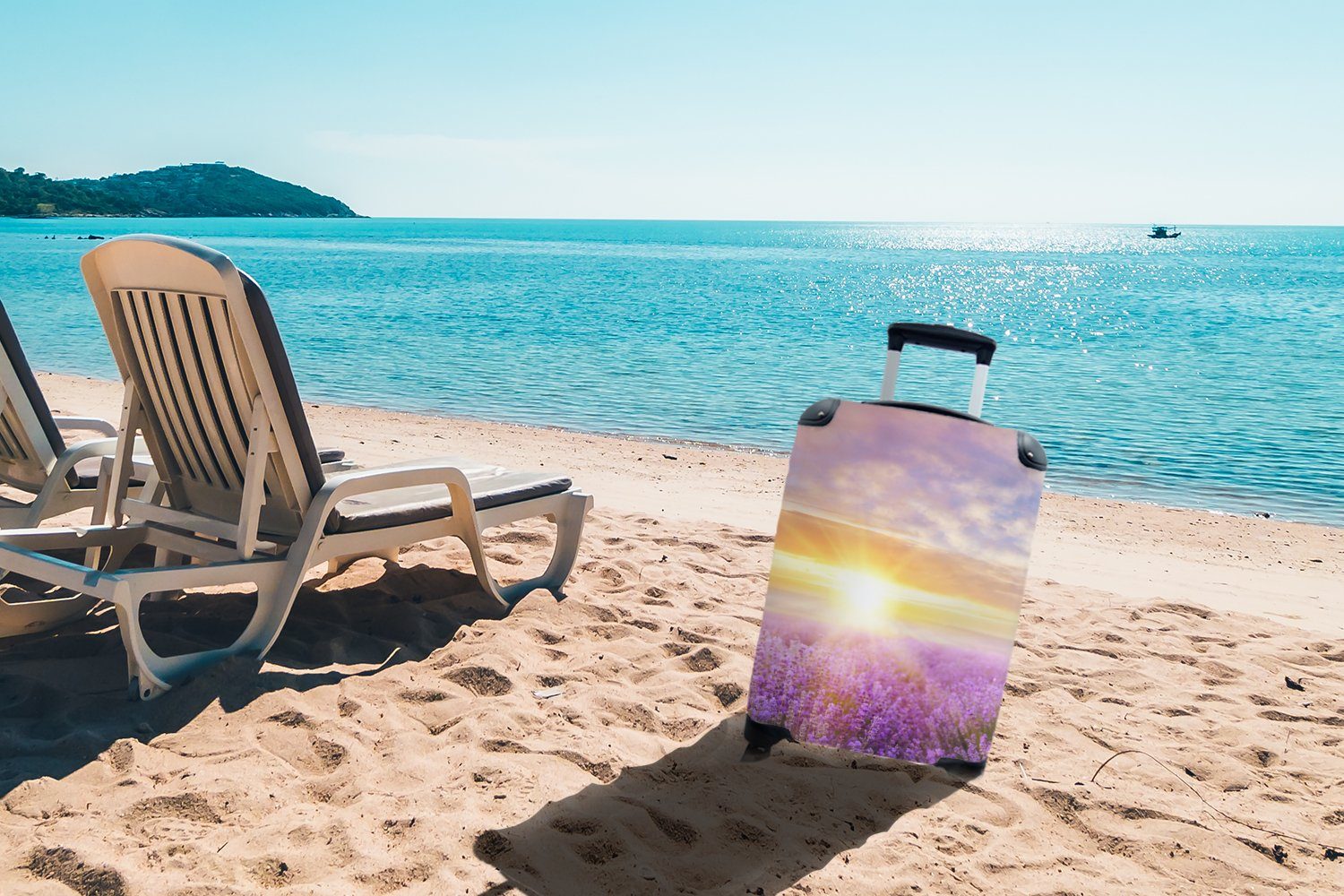 Handgepäck Reisekoffer Ferien, für MuchoWow 4 - Himmel Lavendel Reisetasche Natur, - Handgepäckkoffer Rollen, Trolley, - rollen, mit Sonne