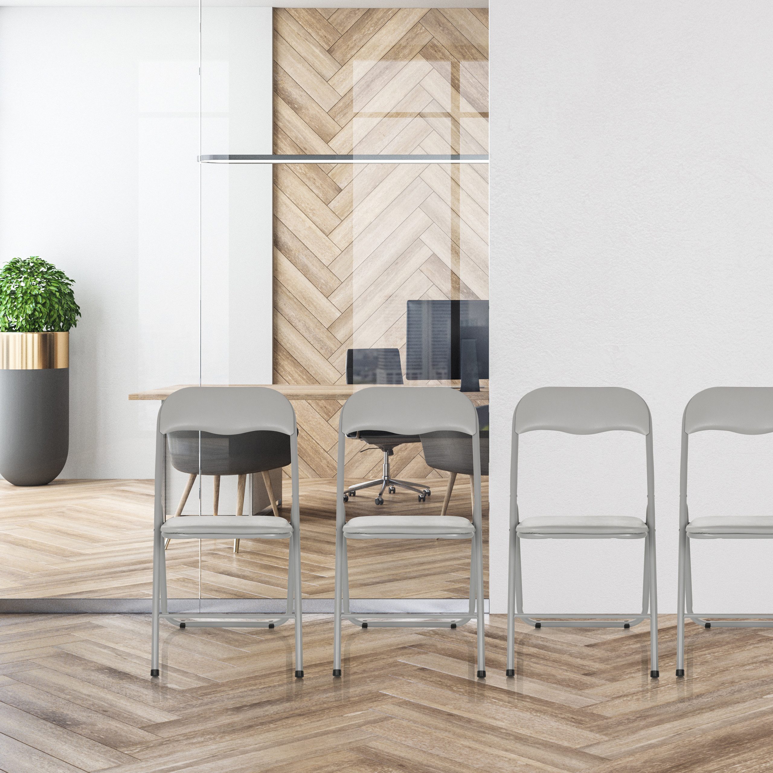 hjh OFFICE Klappstuhl TUDELA BASIC Faltstuhl Polyvinylchlorid (PVC) 1, gepolstert, Faltstuhl Besucherstuhl Konferenzstuhl, Metall-Gestell