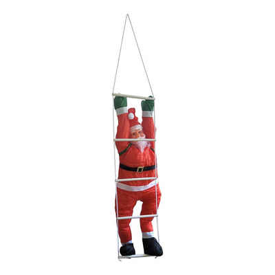 en.casa Weihnachtsfigur, Nikolaus auf Leiter 165cm Weihnachtsdekoration