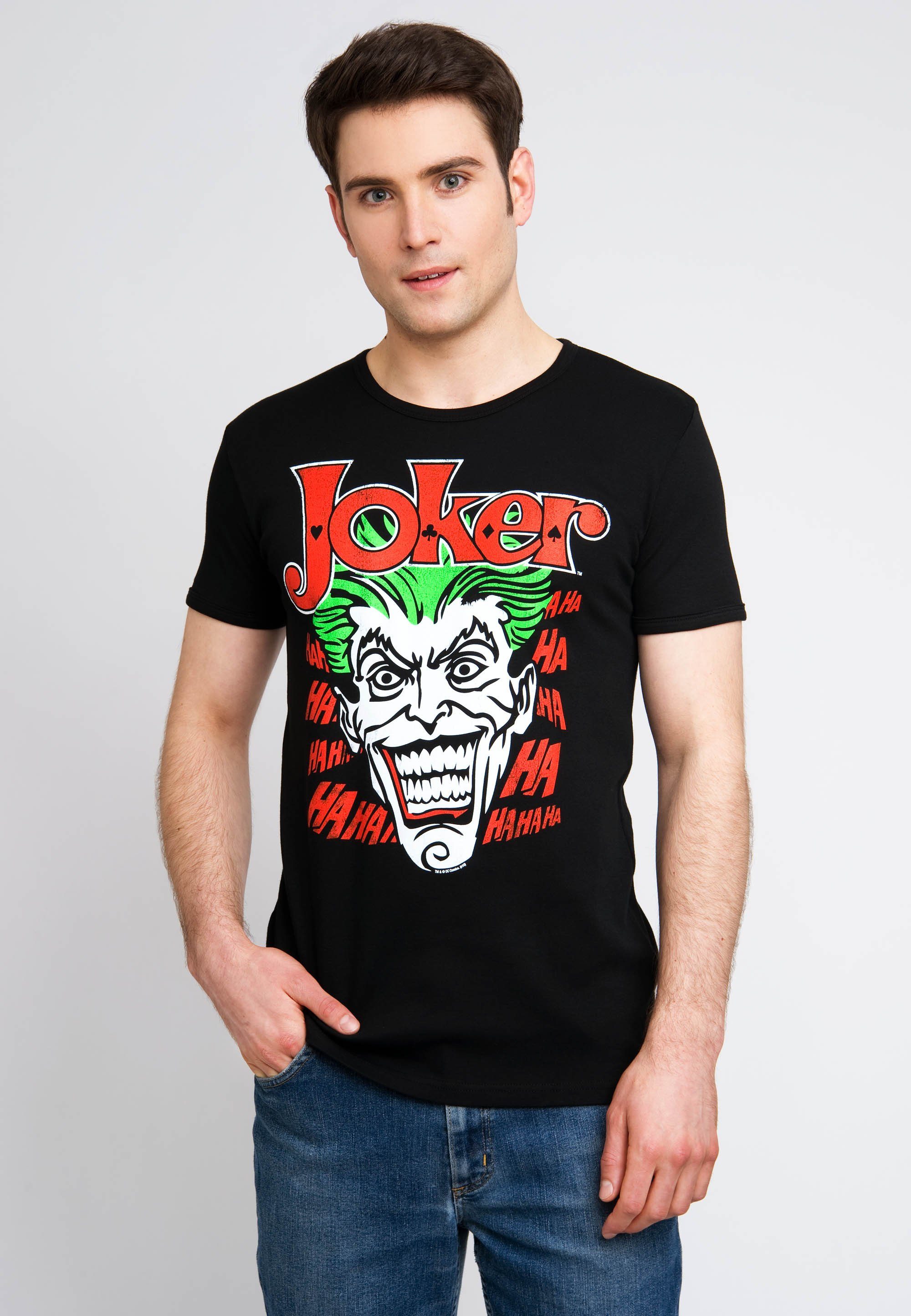 lizenziertem LOGOSHIRT T-Shirt mit DC Originaldesign schwarz Comics