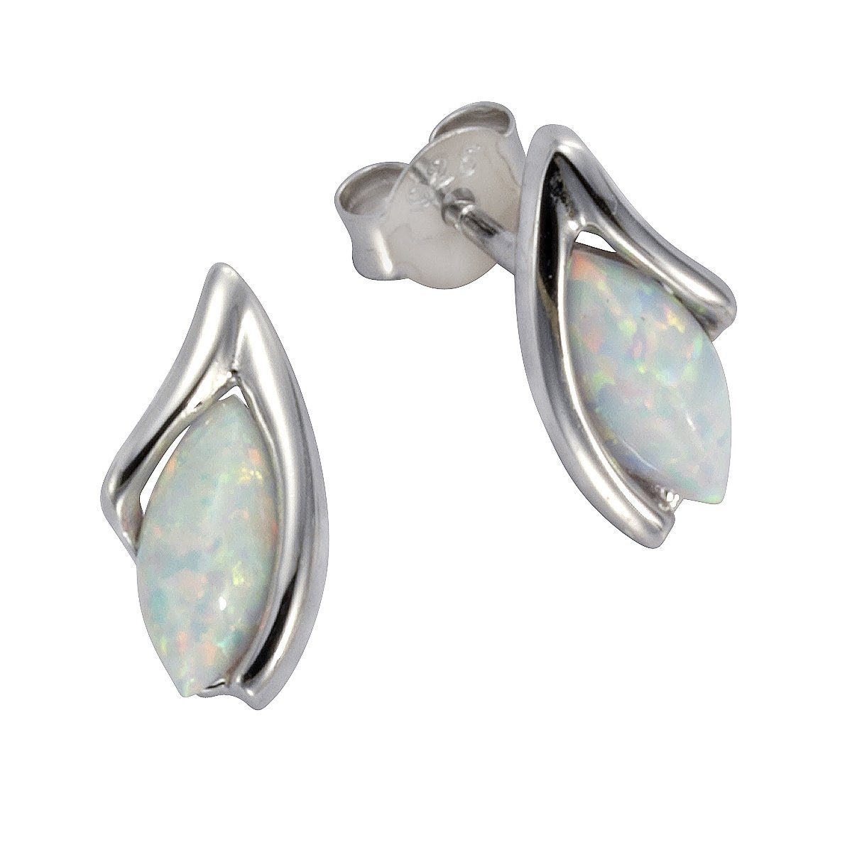 Silber Paar Sterling synth. rhodiniert Opal 925/- Vivance Ohrstecker