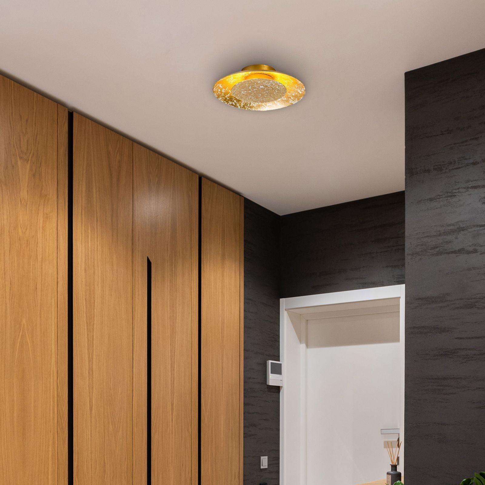 NOWA Deckenleuchte Deckenleuchte LED Wohnzimmer Gold Deckenlampe rund 22 cm günstig online kaufen