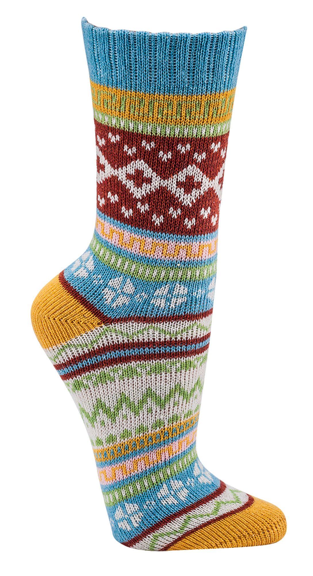 FussFreunde Norwegersocken 3 Paar bunte Norweger Damensocken Hygge Baumwolle Antiloch-Garantie – Bild 5 von 5