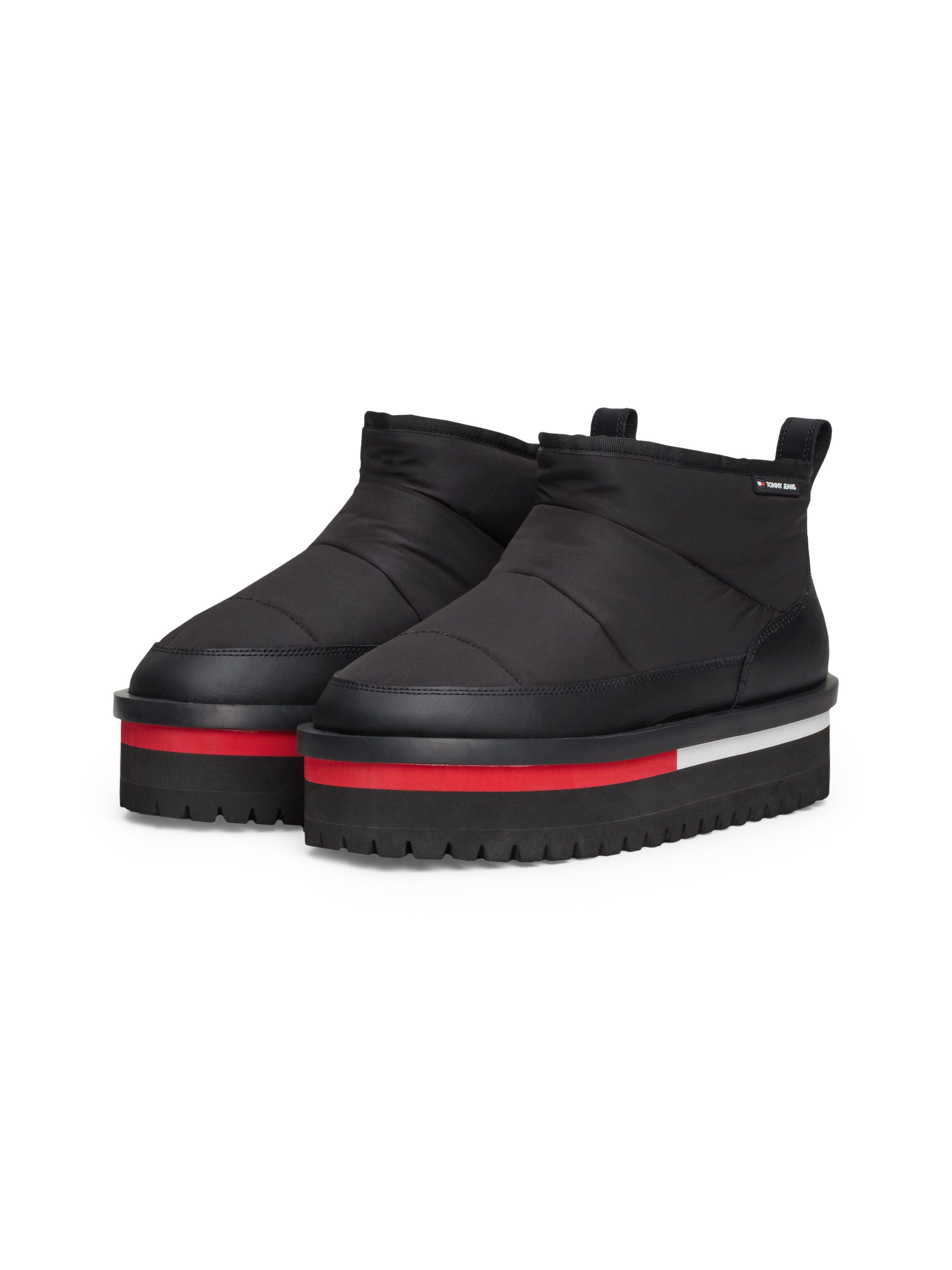 Tommy Jeans TJW NYLON FLATFORM BOOT WL Winterboots, Plateau, Snowboots, Ankleboots, Schlupfschuh mit Anziehlasche