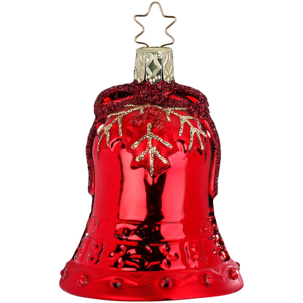 INGE-GLAS® Christbaumschmuck edle Glocke, Weihnachtsglocke 9cm (1-tlg), mundgeblasen, handbemalt