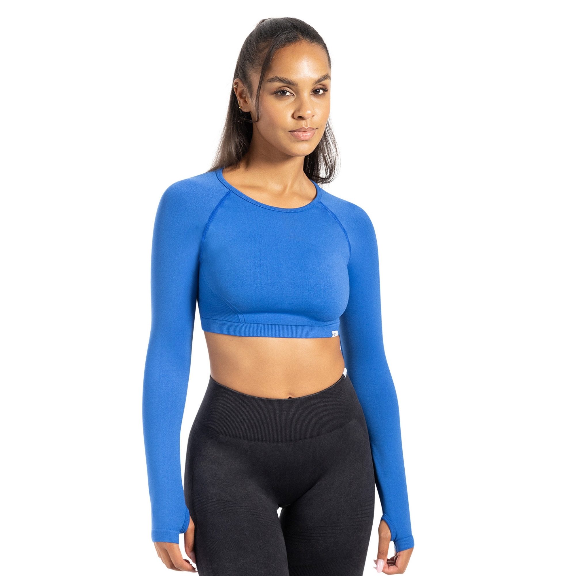Longsleeve Longsleeve Linnea mit Rückenausschnitt & Daumenloch, Gym Oberteil