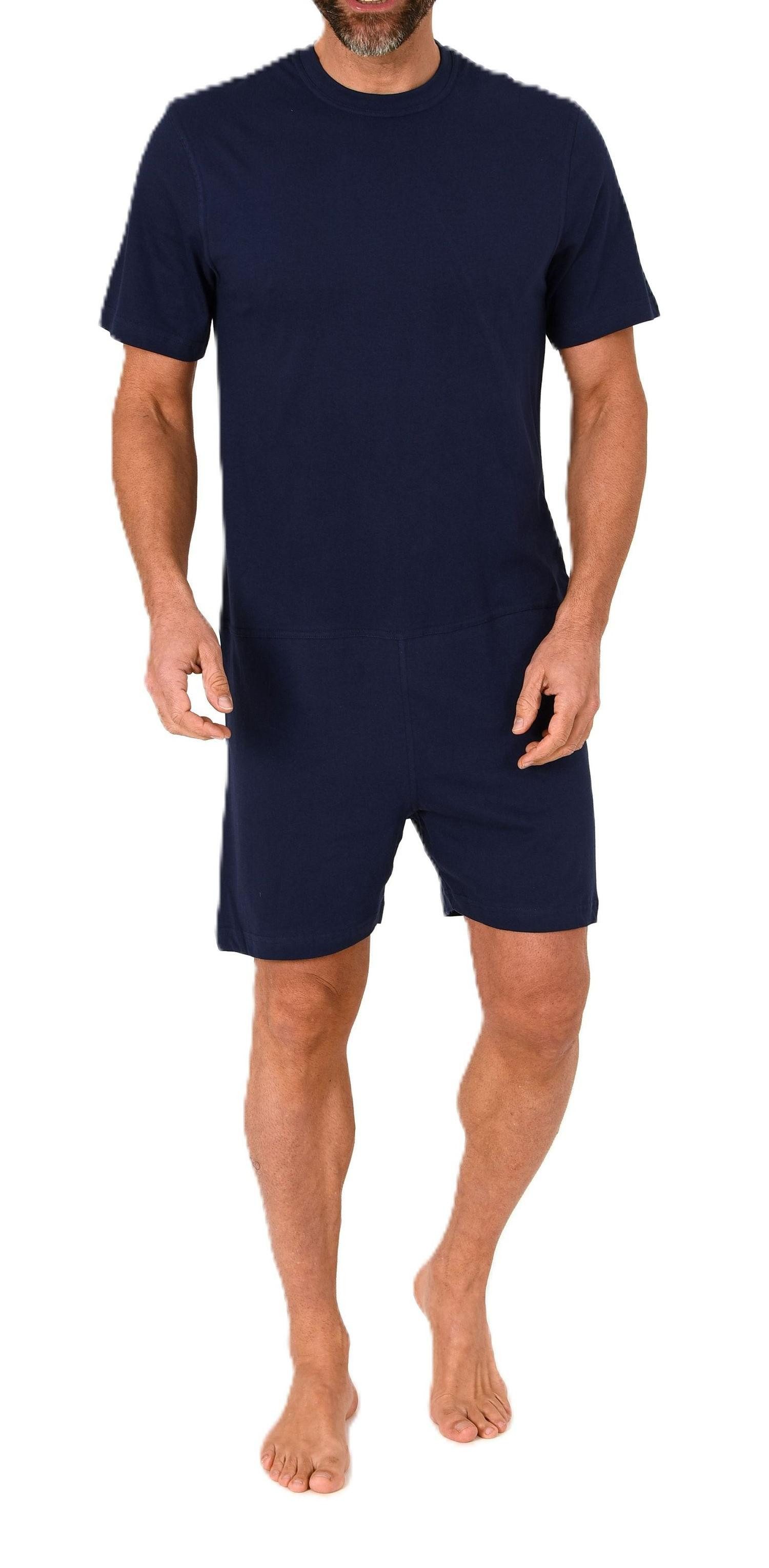 Normann Pyjama Herren Pflegeoverall kurzarm Einteiler mit Reißverschluss am Rücken