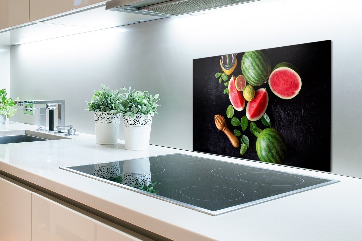 (1-tlg), cm, küchen Temperaturbeständig - Wandschutz, MuchoWow Küchenrückwand - Zitronenpresse, Herdblende aus Wassermelone Smoothie - Obst 60x40