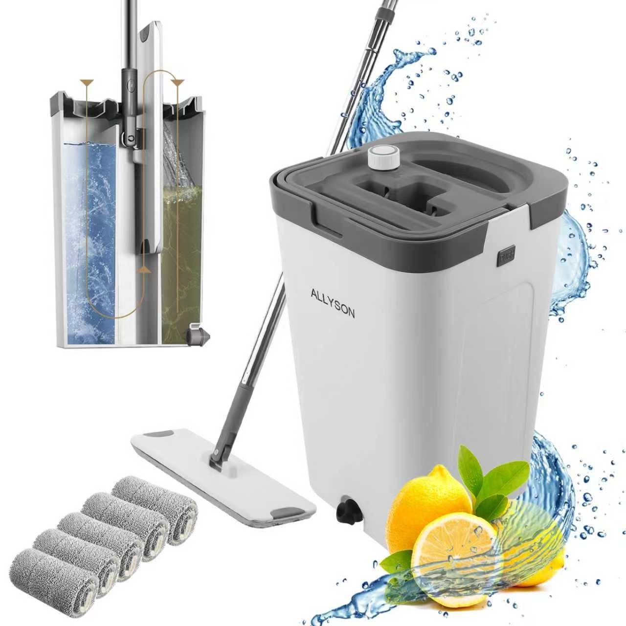 Allyson Putzeimer Bodenwischer Set mit Eimer, trennt Schmutz von Frischwasser, 3-Kammer