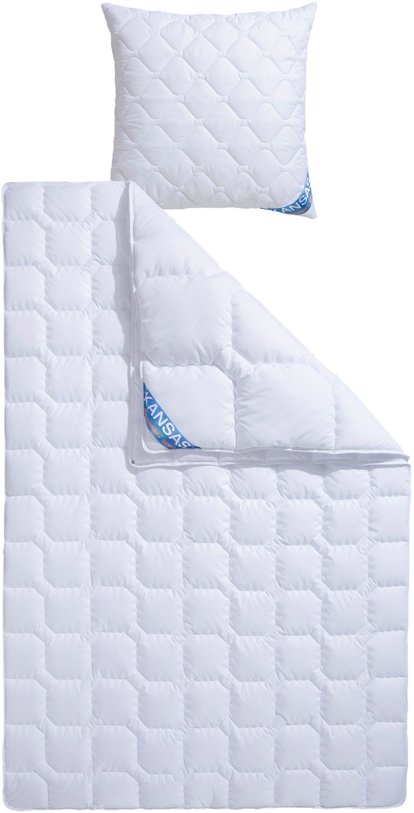 fan Microfaserbettdecke + Kopfkissen Kansas, 2tlg.-Set mit Kissen 80x80 cm, Füllung: Markenhohlfaser »EUROfill« (Bettdecke), Bezug: Microfaser mit Peach-touch (Bettdecke), Microfaser (Kopfkissen), Bettdecke 135x200 cm, 155x220 cm für Sommer oder Winter