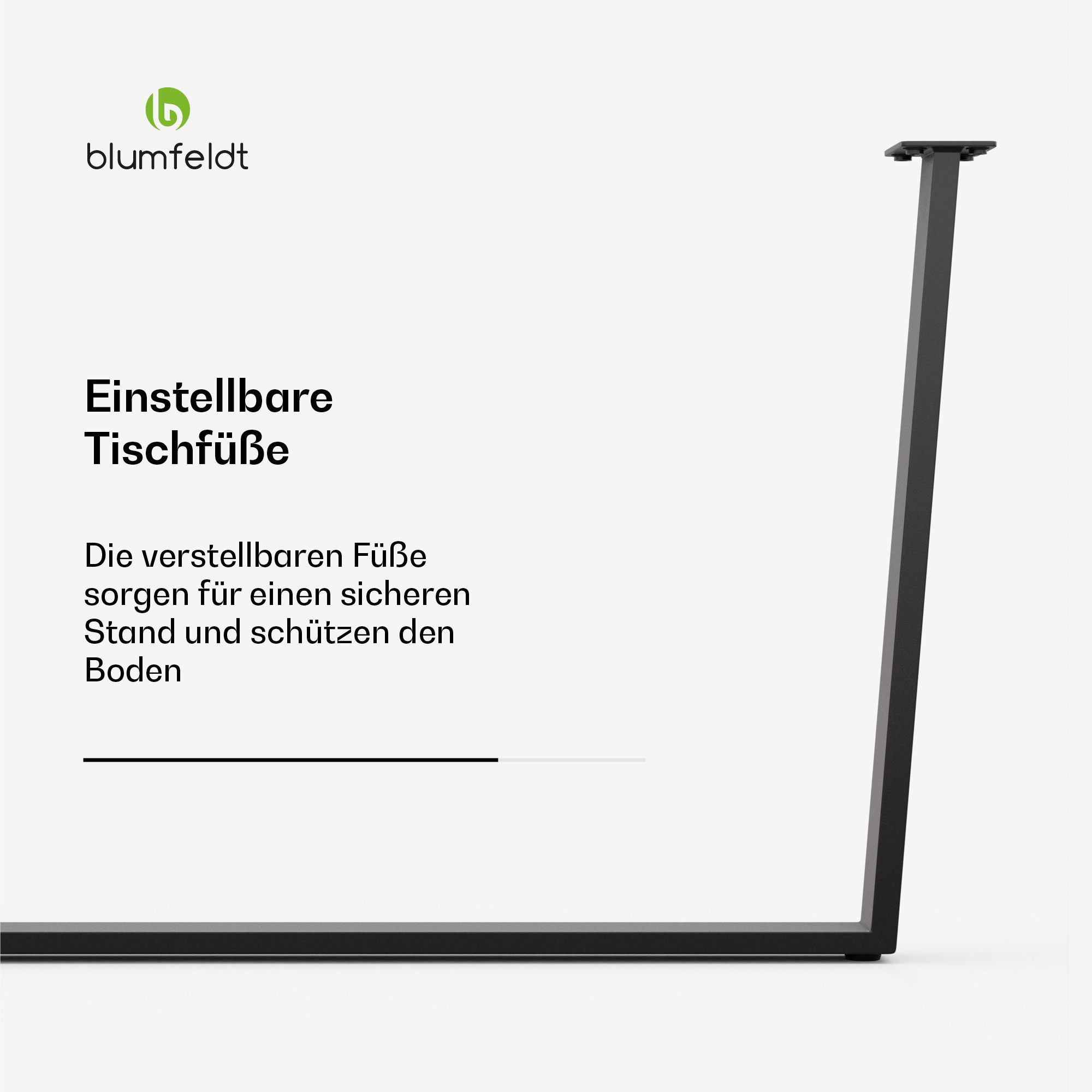 blumfeldt Tischbein Ayr, Robuste Metallbeine Modern 62 x 43cm