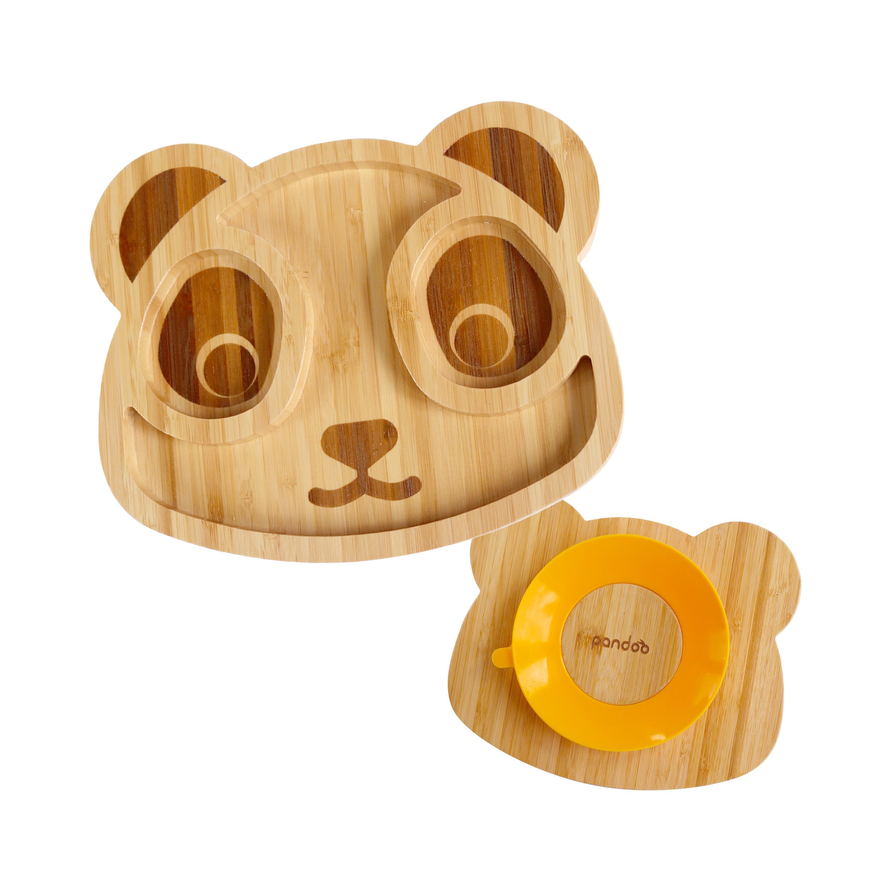 Silikonring mit pandoo aus (4-tlg) Kindergeschirr Bambus Kindergeschirr-Set Set