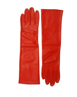 VALAIZA Lederhandschuhe Lederhandschuhe Mittellang Rot ohne Innenfutter