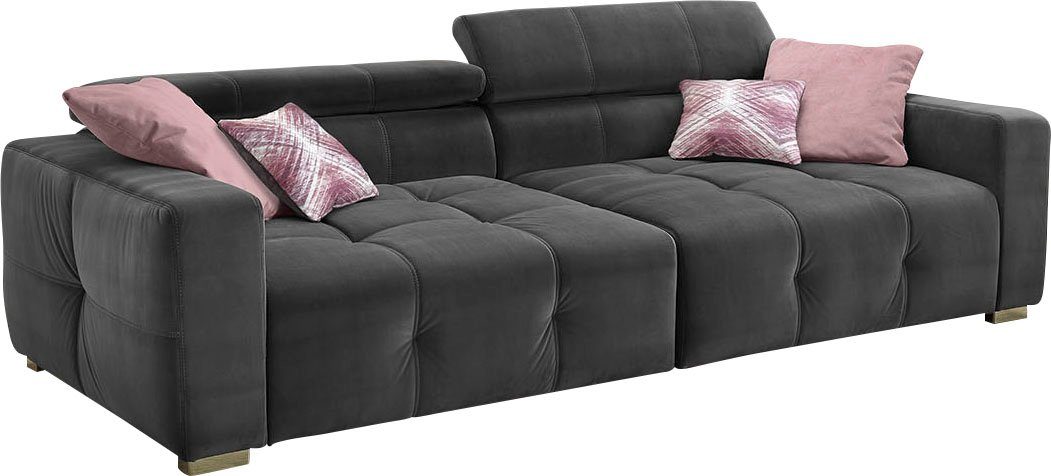 Jockenhöfer Big-Sofa Sitzkomfort Wellenfederung, Kopfstützen und Gruppe Trento, grau mit mehrfach verstellbare
