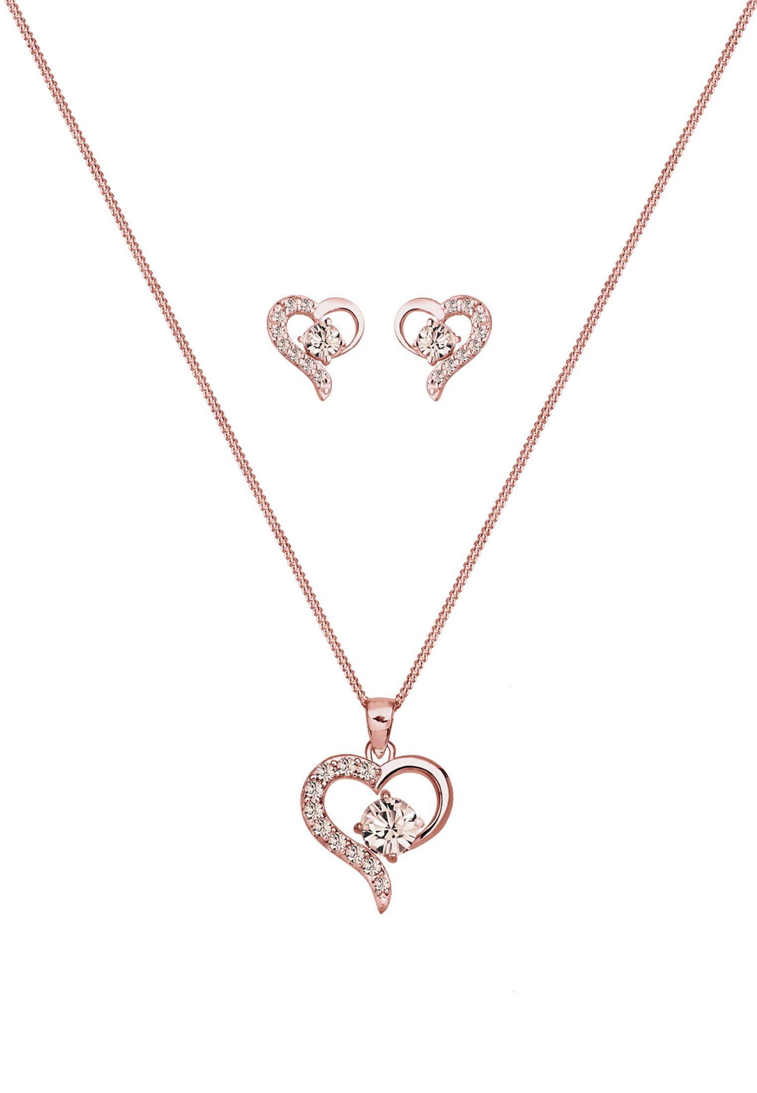 Elli Schmuckset Set mit Herz Weiß 925 Sterling Silber, mit Kristallen von S günstig online kaufen