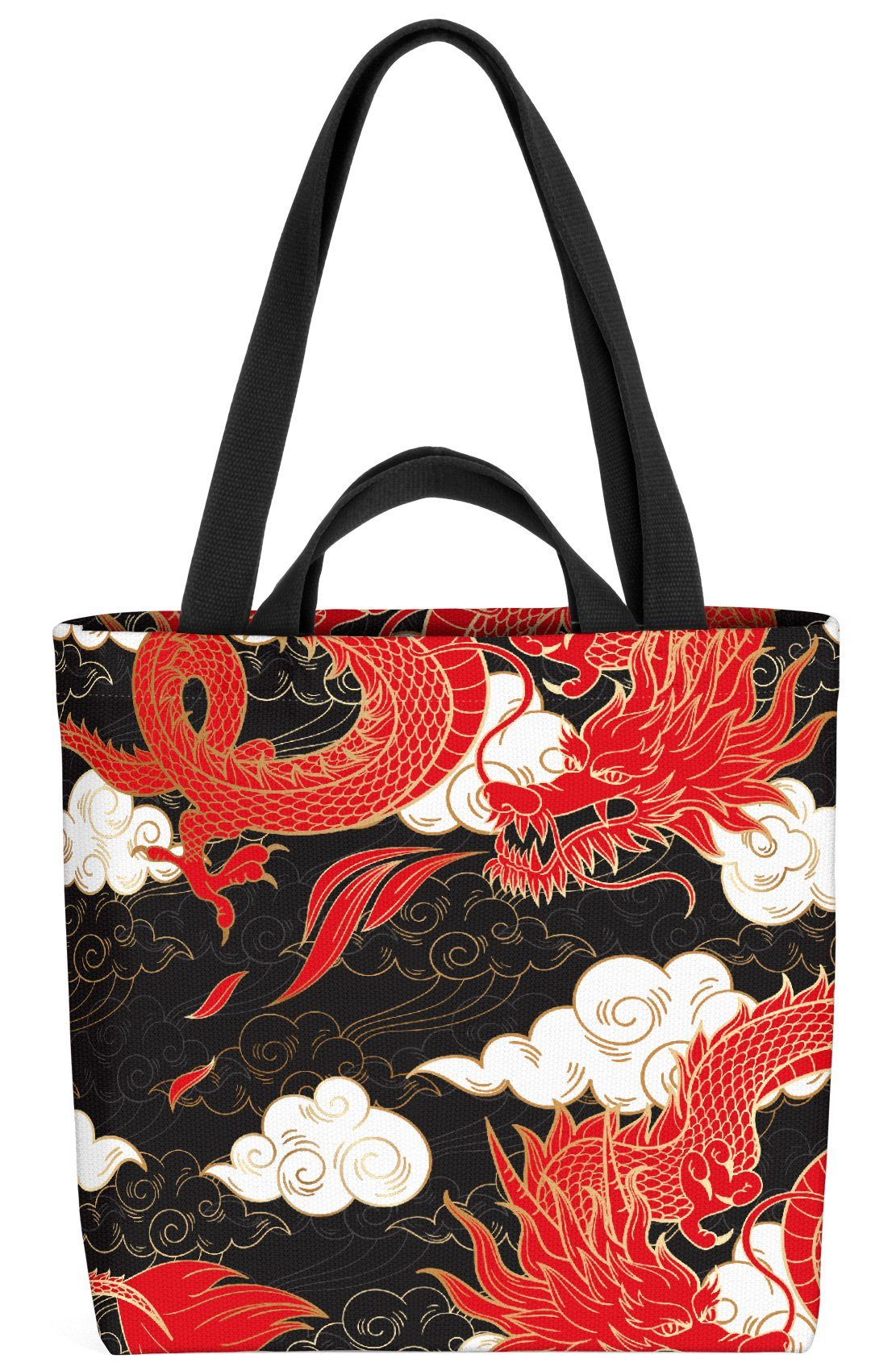 VOID Henkeltasche (1-tlg), Asiatischer roter China Glück Wo Japan Drache Drache fliegender Asien